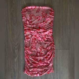 strapless floral dress